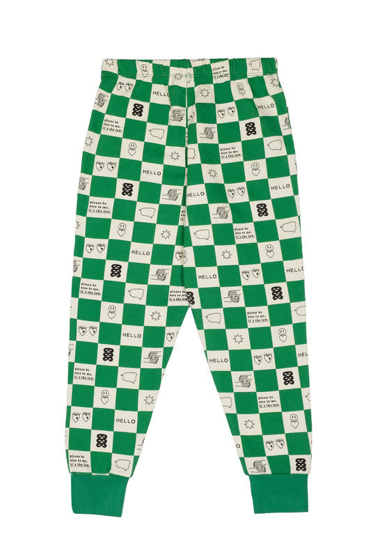 Green Comic Book Check Sweatpants