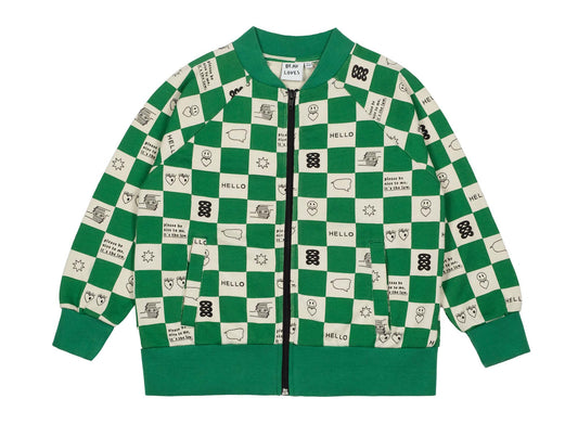 Green Comic Book Check Zip-Up Jacket