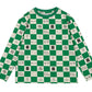 Green Comic Book Check Longsleeve T-shirt