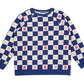 Blue Comic Book Check Sweater