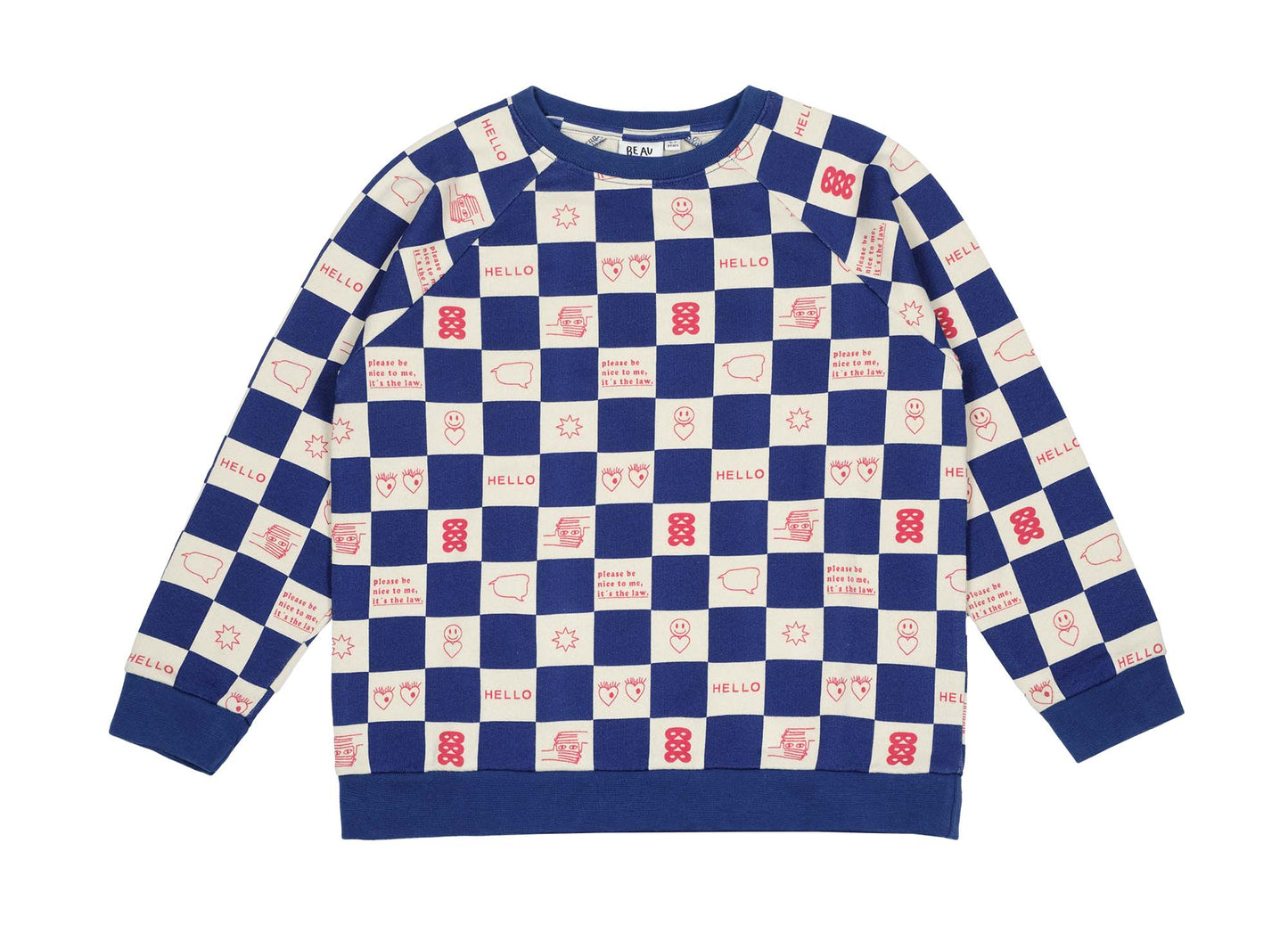 Blue Comic Book Check Sweater