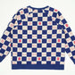 Blue Comic Book Check Sweater