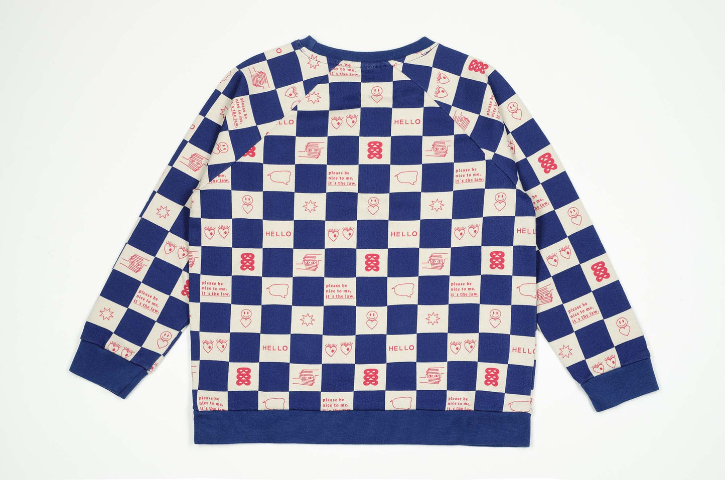 Blue Comic Book Check Sweater