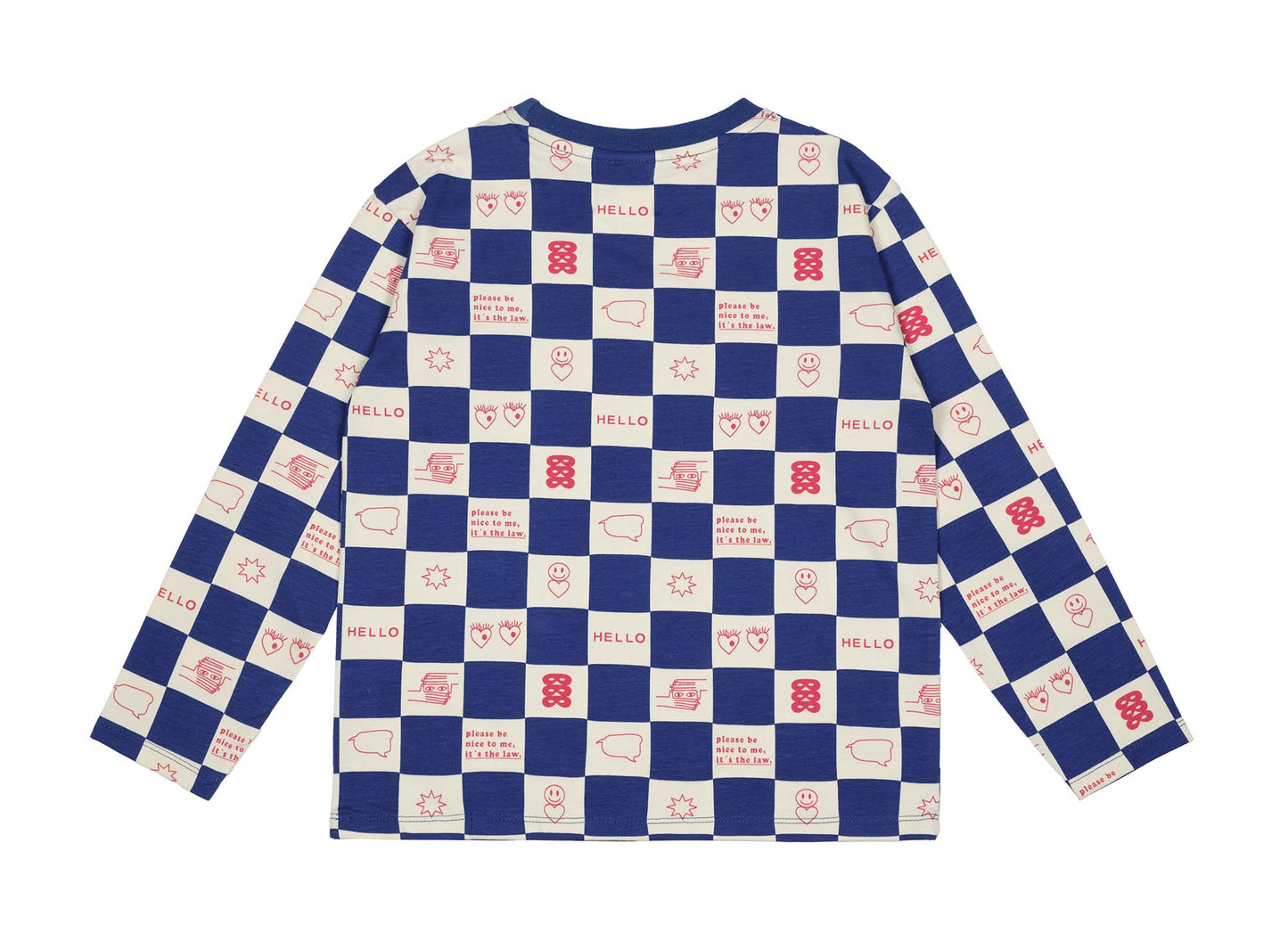 Blue Comic Book Check Longsleeve T-shirt