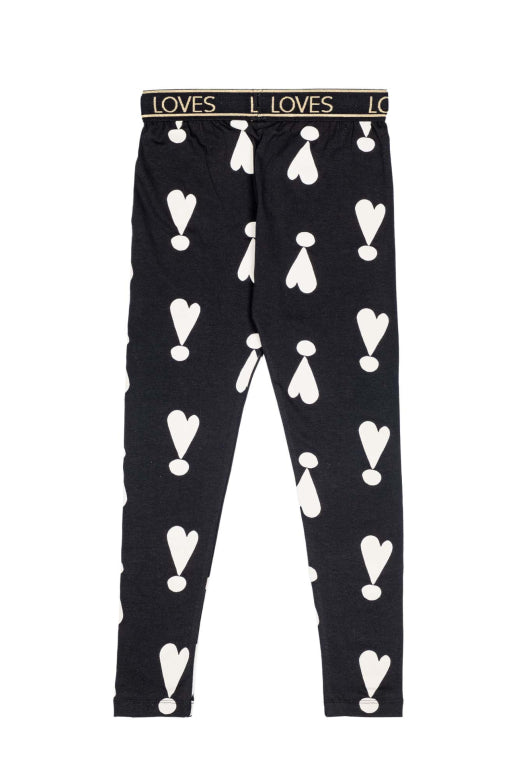 Black Exclamation Hearts Leggings